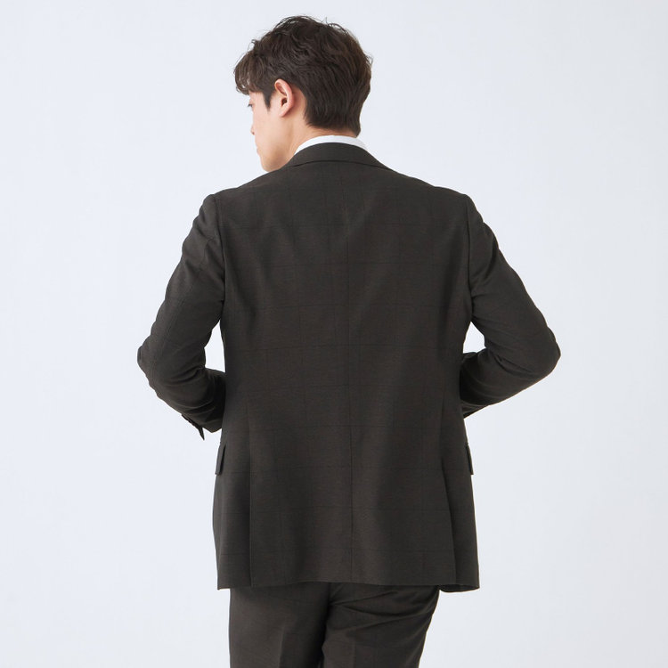 シルバーライン 【CLASSICO TAPERED】【春夏】2釦シングルスリーピーススーツ 1タック/ブラウン×ウィンドペン/ウエストムーブ/4S SUSTAINABILITY&ECOLOGY FABRIC/※パンツ裾上げ済仕様 茶濃色