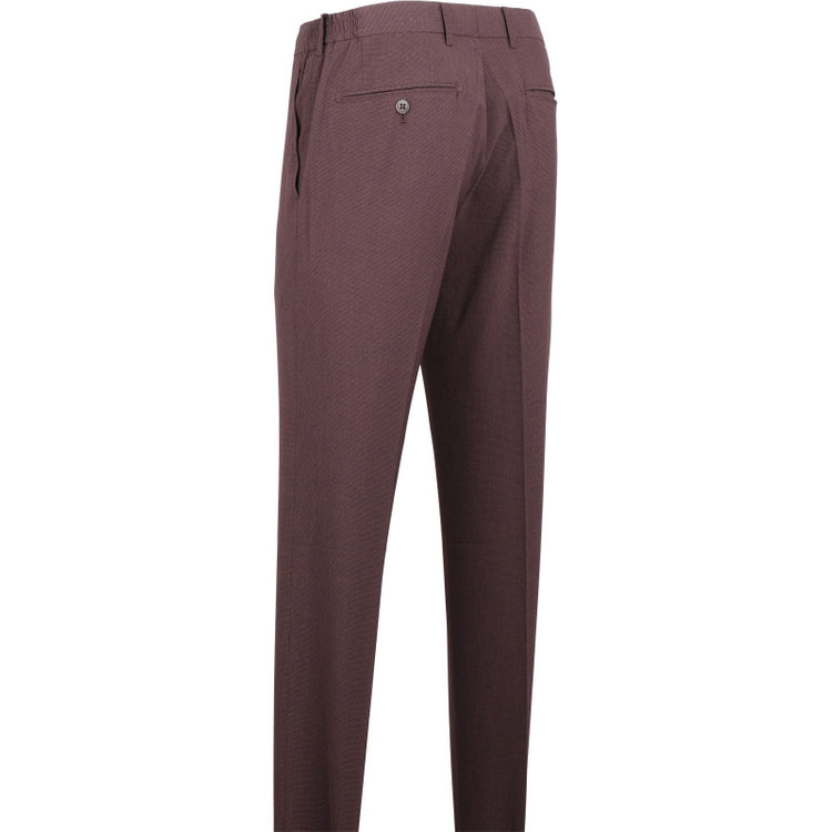 スーツセレクト 【WEB限定/OUTLET】【SLIM TAPERED】【春夏】0タックテーパードパンツ/ブラウン×ハウンドトゥース/ウエストシャーリング/ウォッシャブル/4S ブラウン系(茶)