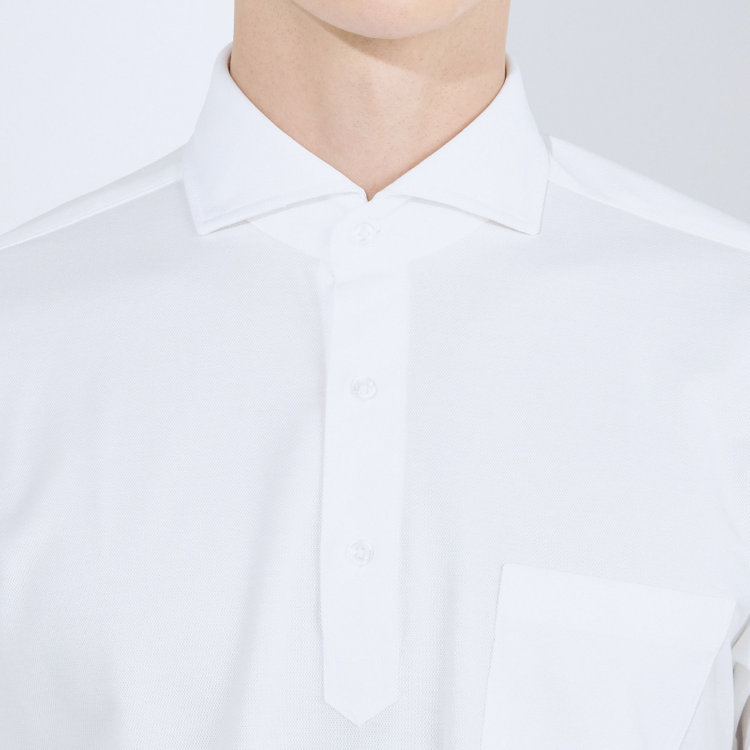 シルバーライン 【RBC/五分袖】カッタウェイビズポロシャツ プルオーバータイプ/ホワイト/4S コットンブレンド 白