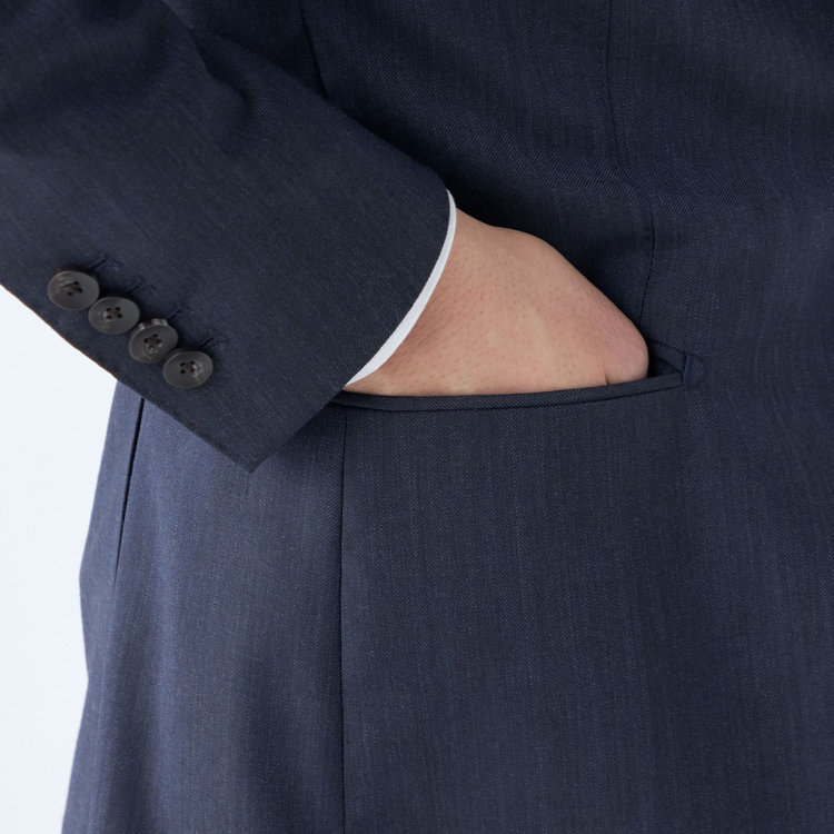 シルバーライン 【CLASSICO TAPERED】【年間】3釦段返りシングルスリーピーススーツ 2タック/ネイビー×ソリッド/NEW ZEALAND WOOL MIX/裾直し必要 紺中間