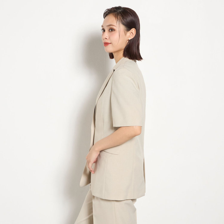 シルバーライン 【RELAX WIDE】【春夏】 2釦シングルジャケットワイドパンツスーツ/ベージュ/4S SUSTAINABILITY&ECOLOGY FABRIC/※パンツ裾上げ済仕様 茶淡色