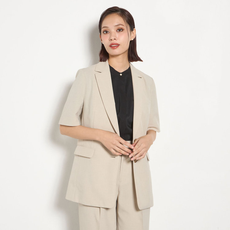 シルバーライン 【RELAX WIDE】【春夏】 2釦シングルジャケットワイドパンツスーツ/ベージュ/4S SUSTAINABILITY&ECOLOGY FABRIC/※パンツ裾上げ済仕様 茶淡色