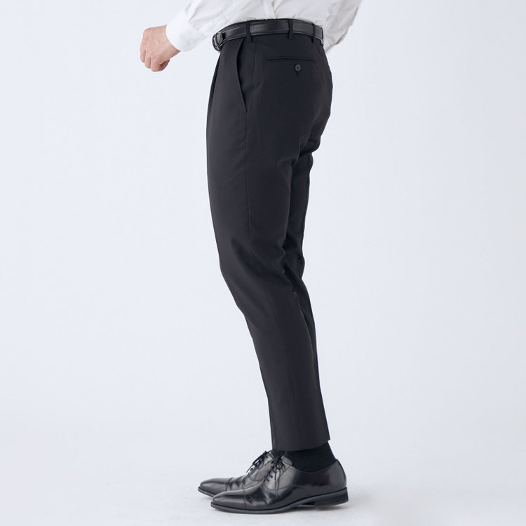 シルバーライン 【CLASSICO TAPERED】【春夏】1タックテーパードパンツ/ブラック/4S SUSTAINABILITY&ECOLOGY FABRIC/※裾上げ済仕様 黒