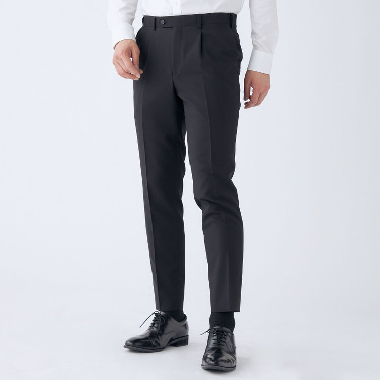 シルバーライン 【CLASSICO TAPERED】【春夏】1タックテーパードパンツ/ブラック/4S SUSTAINABILITY&ECOLOGY FABRIC/※裾上げ済仕様 黒