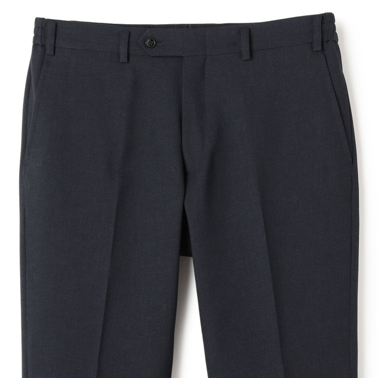 ブラックライン 【SLIM TAPERED_2】【年間】スペアパンツ付き/2釦シングルスーツ 0タック/ネイビー/ウエストシャーリング/4S SUSTAINABILITY/※パンツ裾上げ済仕様 紺濃色