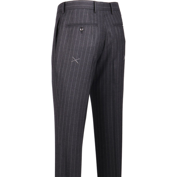 スーツセレクト 【CLASSICO TAPERED】【秋冬】2釦シングルスーツ 1タック/グレー×ストライプ/NEW ZEALAND WOOL MIX グレー系(灰)