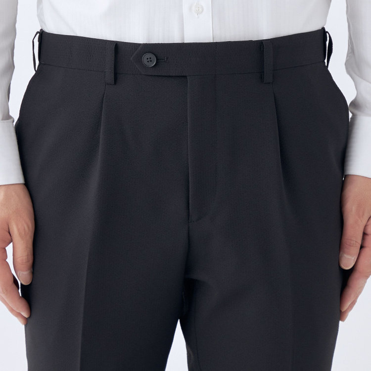 シルバーライン 【CLASSICO TAPERED】【春夏】1タックテーパードパンツ/ブラック/4S SUSTAINABILITY&ECOLOGY FABRIC/※裾上げ済仕様 黒