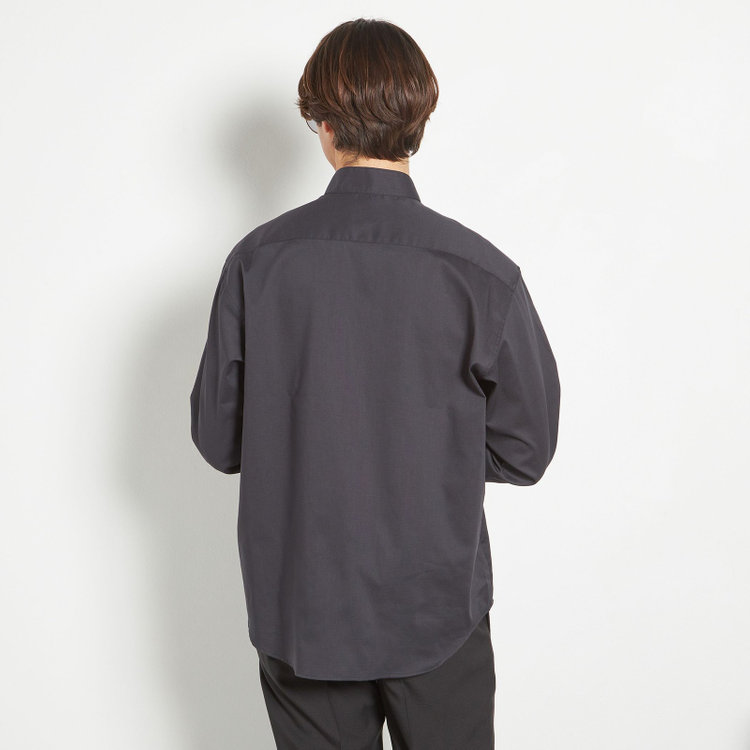 ブラックライン 【BLACK LINE】【形態安定】バンドカラーシャツ/ブラック 黒