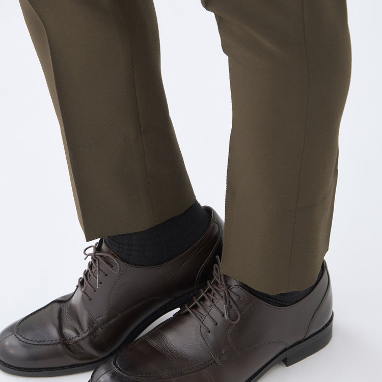 スーツセレクト 【CLASSICO TAPERED】【春夏】ウールブレンド 1タックテーパードパンツ/カーキ/裾上げ済仕様 グリーン系(緑)