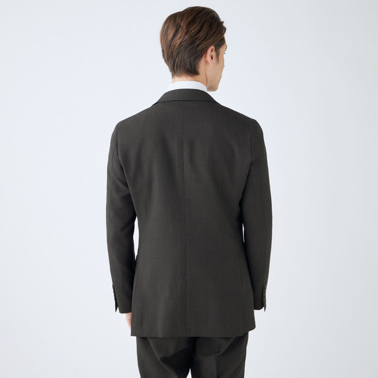 シルバーライン 【CLASSICO TAPERED】【秋冬】コーディネートパンツ付き/2釦シングルスーツ 1タック/ブラウン×グレンチェック+ブラックソリッドパンツ/ウエストムーブ/4S SUSTAINABILITY&ECOLOGY FABRIC/※パンツ裾上げ済仕様 茶濃色