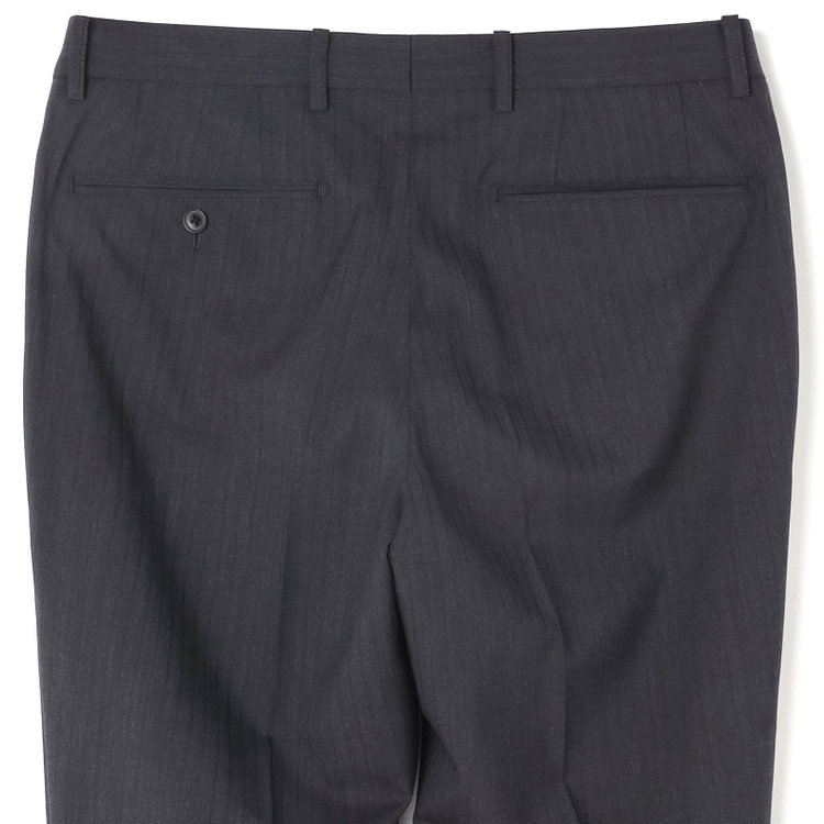 ブラックライン 【KSW】【春夏】スペアパンツ付き/2釦シングルスーツ 0タック/グレー×シャドーストライプ/ウォッシャブル/※裾上げ必要 グレー濃色