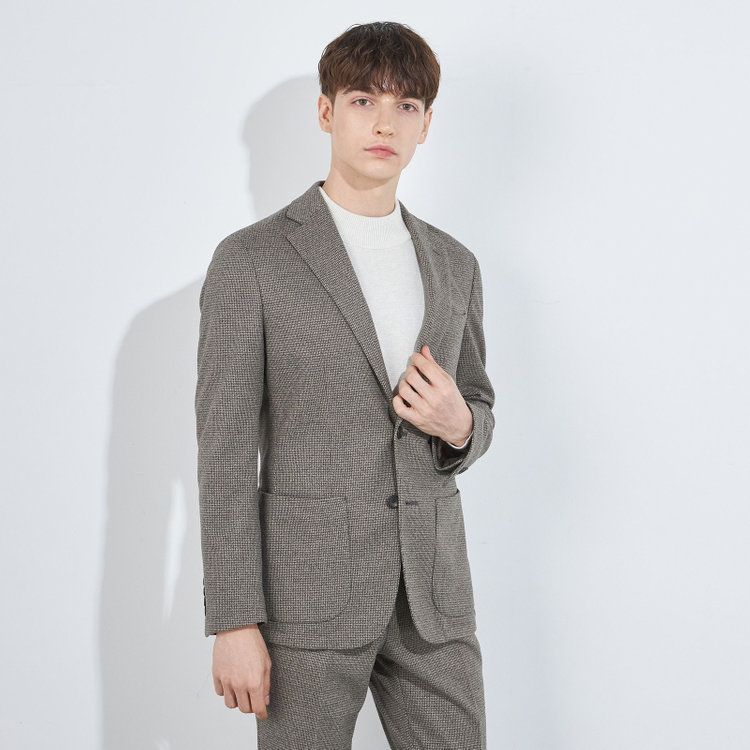 シルバーライン 【5DAYS CLOSET】【RBC】【秋冬】2釦ジャケット/カーキ×チェック/パッチポケット 黄淡色