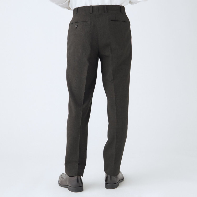 シルバーライン 【CLASSICO TAPERED】【秋冬】コーディネートパンツ付き/2釦シングルスーツ 1タック/ブラウン×グレンチェック+ブラックソリッドパンツ/ウエストムーブ/4S SUSTAINABILITY&ECOLOGY FABRIC/※パンツ裾上げ済仕様 茶濃色