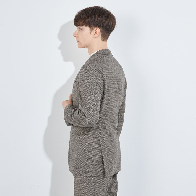 シルバーライン 【5DAYS CLOSET】【RBC】【秋冬】2釦ジャケット/カーキ×チェック/パッチポケット 黄淡色