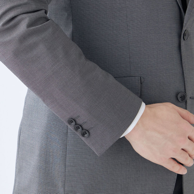 ブラックライン 【SLIM TAPERED_2】【春夏】2釦シングルスーツ 0タック/グレー/ウエストシャーリング/4S SUSTAINABILITY&ECOLOGY FABRIC/ウォッシャブル/※パンツ裾上げ済仕様 グレー中間