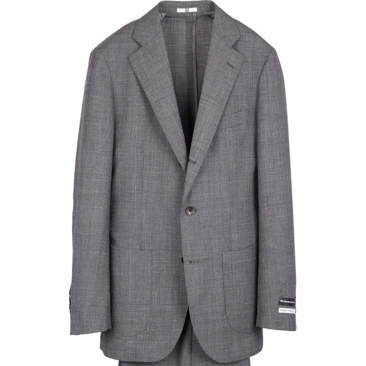 スーツセレクト 【WEB限定/OUTLET】【CLASSICO TAPERED】【春夏】3釦段返りシングルスーツ 2タック/グレー×プレイド/パッチポケット＆サイドAJ/NEW ZEALAND WOOL MIX グレー系(灰)