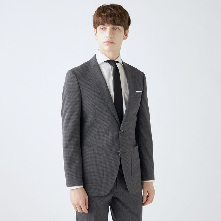 シルバーライン 【4S CROSS】【年間】セットアップジャケット/グレー×ハウンドトゥース/パッチポケット グレー中間