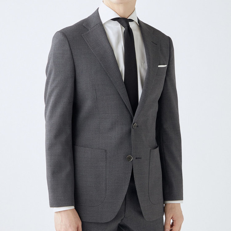 シルバーライン 【4S CROSS】【年間】セットアップジャケット/グレー×ハウンドトゥース/パッチポケット グレー中間