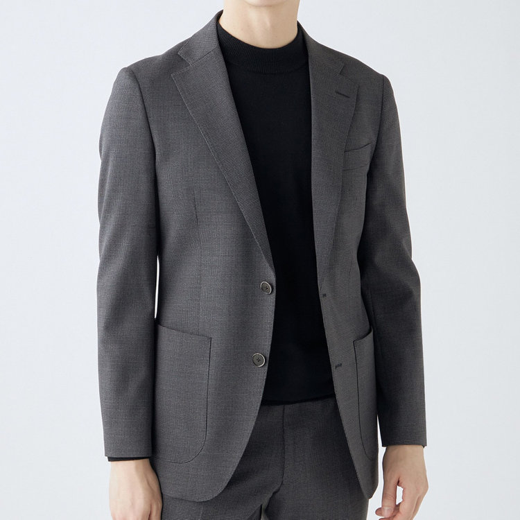 シルバーライン 【4S CROSS】【年間】セットアップジャケット/グレー×ハウンドトゥース/パッチポケット グレー中間