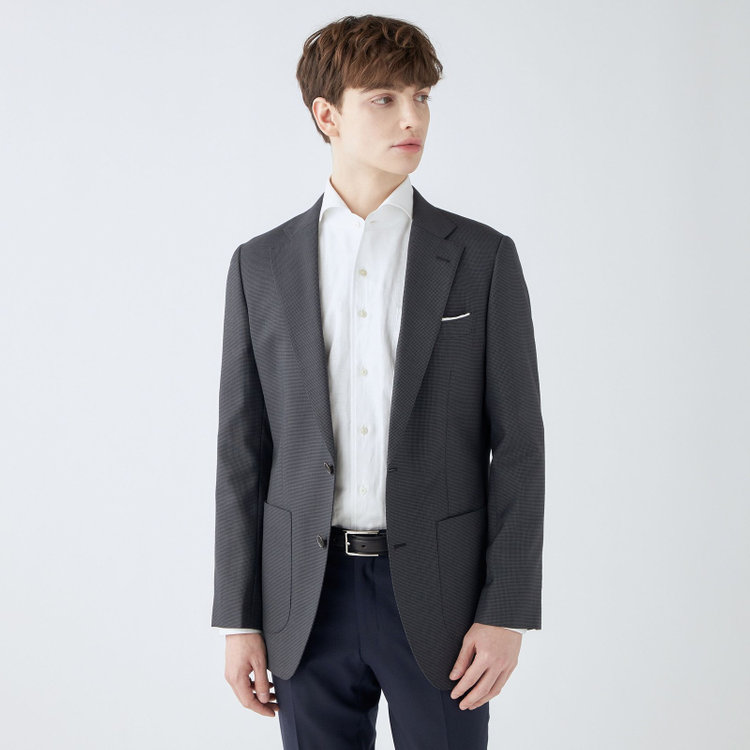 シルバーライン 【4S CROSS】【年間】セットアップジャケット/グレー×ハウンドトゥース/パッチポケット グレー中間