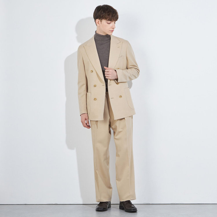 シルバーライン 【RBC】【秋冬】2タックワイドパンツ/ベージュ/サイド尾錠/4S SUSTAINABILITY&ECOLOGY FABRIC/※裾上げ必要 茶淡色