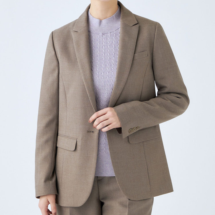 シルバーライン 【RELAX TAPERED_2】【秋冬】1釦シングルテーパードパンツスーツ/グレイッシュモカ/ウォッシャブル/4S SUSTAINABILITY&ECOLOGY FABRIC/※パンツ裾上げ済仕様 茶淡色