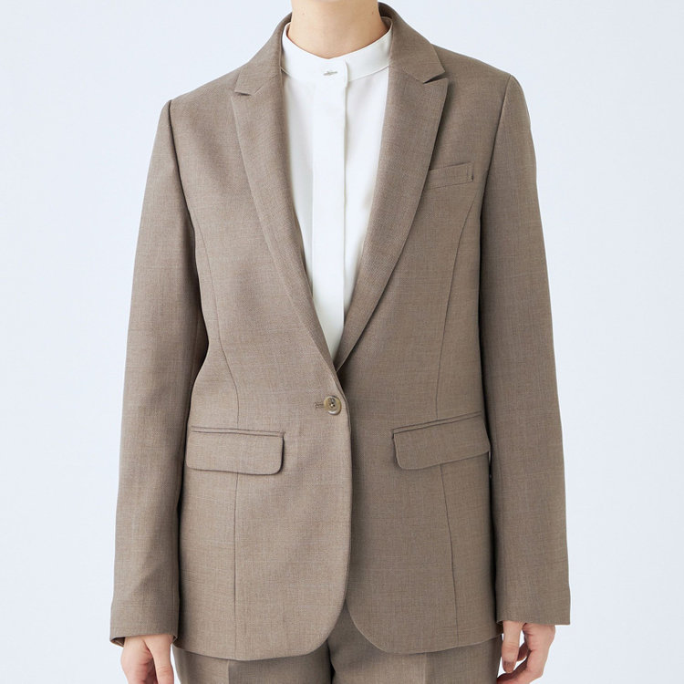 シルバーライン 【RELAX TAPERED_2】【秋冬】1釦シングルテーパードパンツスーツ/グレイッシュモカ/ウォッシャブル/4S SUSTAINABILITY&ECOLOGY FABRIC/※パンツ裾上げ済仕様 茶淡色