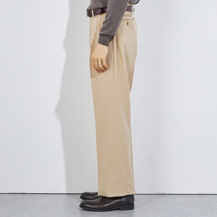 シルバーライン 【RBC】【秋冬】2タックワイドパンツ/ベージュ/サイド尾錠/4S SUSTAINABILITY&ECOLOGY FABRIC/※裾上げ必要 茶淡色