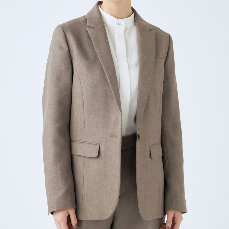 シルバーライン 【RELAX TAPERED_2】【秋冬】1釦シングルテーパードパンツスーツ/グレイッシュモカ/ウォッシャブル/4S SUSTAINABILITY&ECOLOGY FABRIC/※パンツ裾上げ済仕様 茶淡色