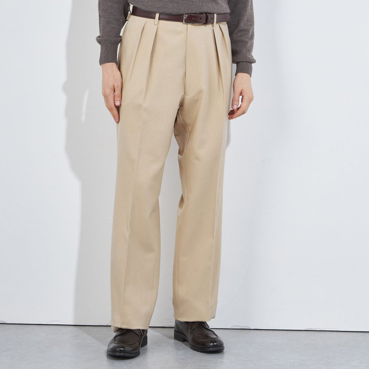 シルバーライン 【RBC】【秋冬】2タックワイドパンツ/ベージュ/サイド尾錠/4S SUSTAINABILITY&ECOLOGY FABRIC/※裾上げ必要 茶淡色