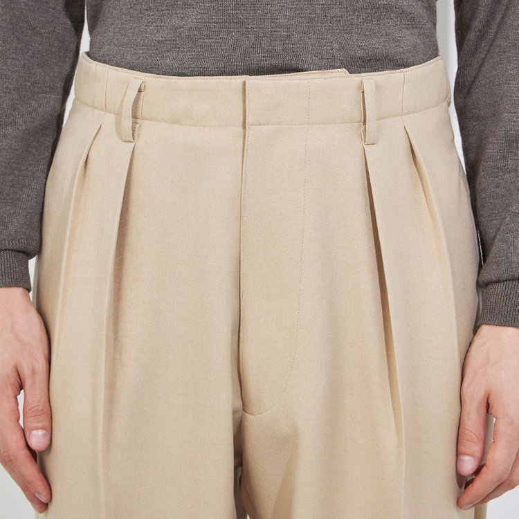 シルバーライン 【RBC】【秋冬】2タックワイドパンツ/ベージュ/サイド尾錠/4S SUSTAINABILITY&ECOLOGY FABRIC/※裾上げ必要 茶淡色