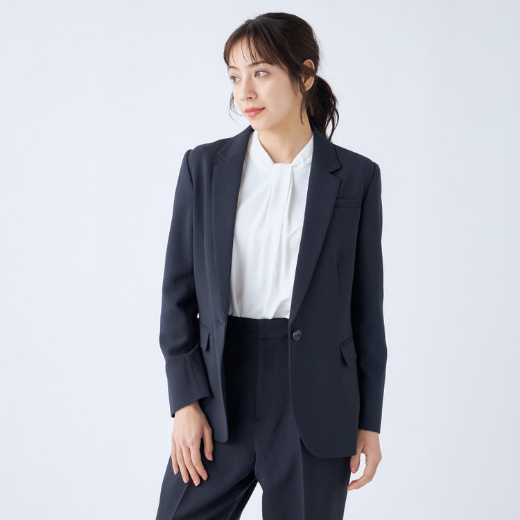 発送在庫あり】【SL】【秋冬】ホック留めノーカラージャケット