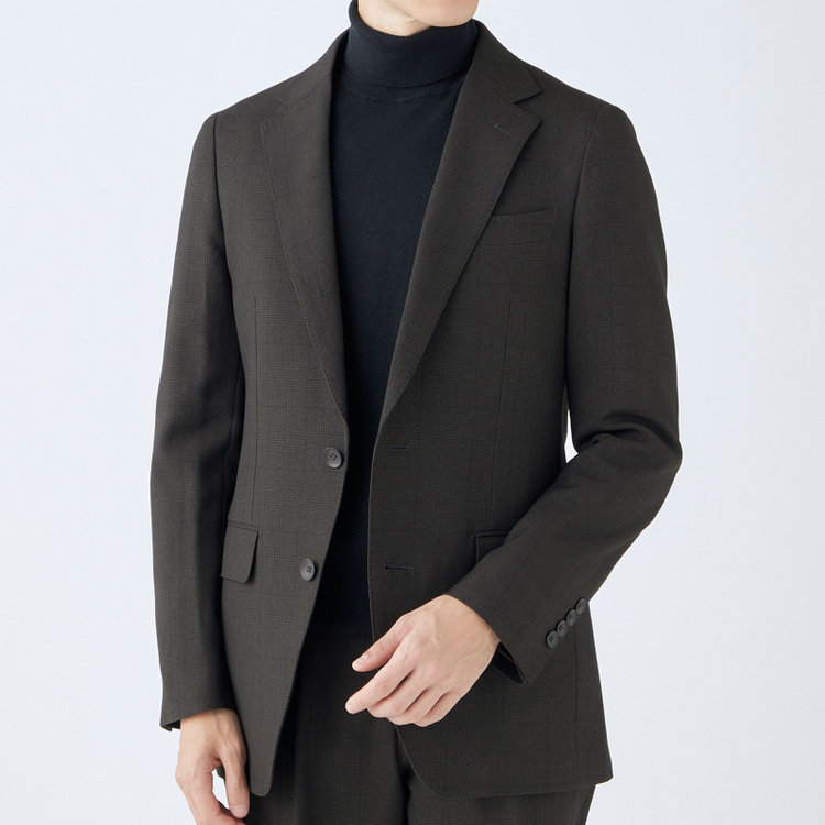 シルバーライン 【CLASSICO TAPERED】【秋冬】コーディネートパンツ付き/2釦シングルスーツ 1タック/ブラウン×グレンチェック+ブラックソリッドパンツ/ウエストムーブ/4S SUSTAINABILITY&ECOLOGY FABRIC/※パンツ裾上げ済仕様 茶濃色