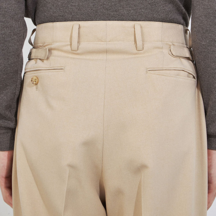 シルバーライン 【RBC】【秋冬】2タックワイドパンツ/ベージュ/サイド尾錠/4S SUSTAINABILITY&ECOLOGY FABRIC/※裾上げ必要 茶淡色