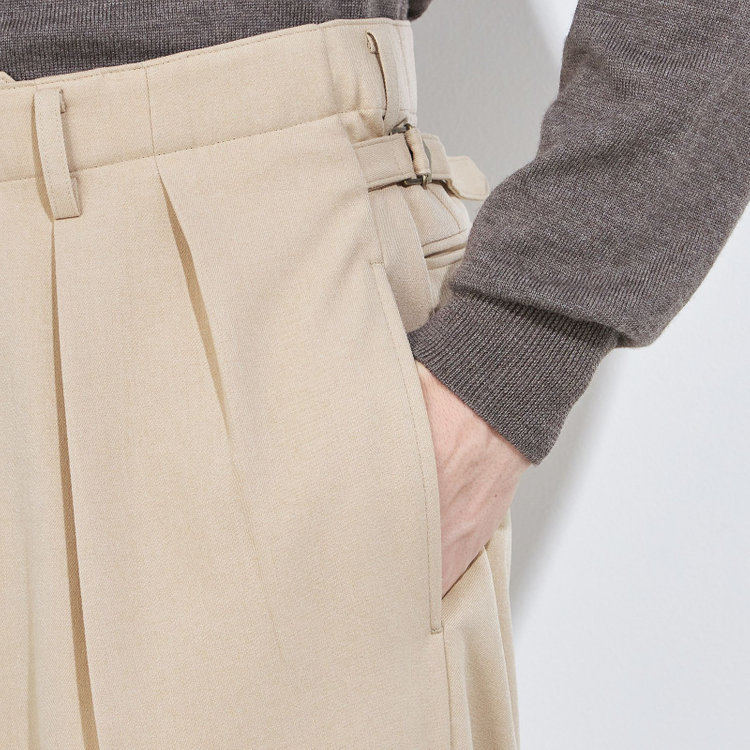 シルバーライン 【RBC】【秋冬】2タックワイドパンツ/ベージュ/サイド尾錠/4S SUSTAINABILITY&ECOLOGY FABRIC/※裾上げ必要 茶淡色