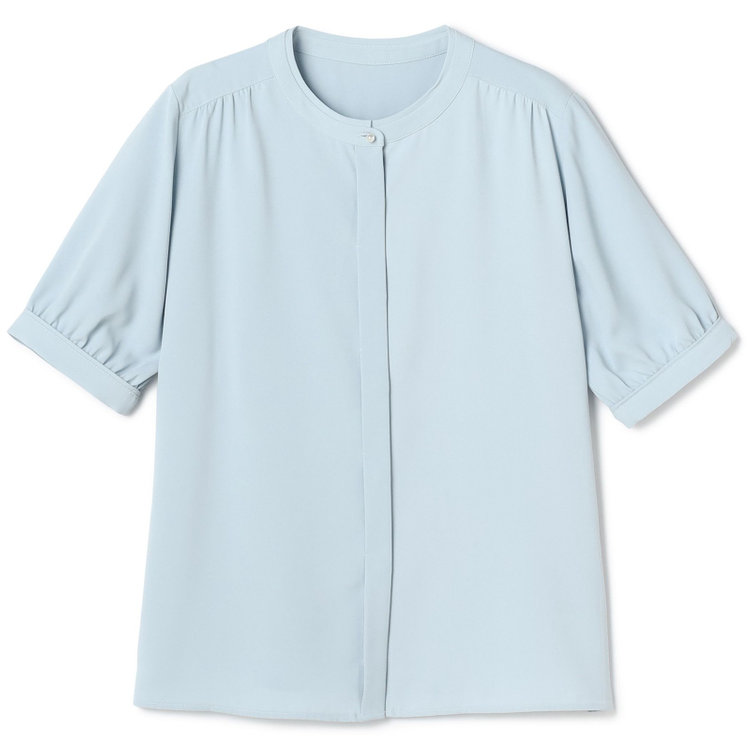 シルバーライン 【SILVER LINE/5分袖】バンドカラーブラウス/ブルー 青淡色