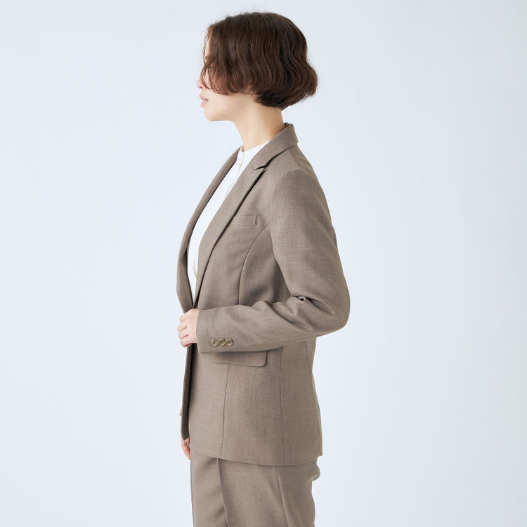 シルバーライン 【RELAX TAPERED_2】【秋冬】1釦シングルテーパードパンツスーツ/グレイッシュモカ/ウォッシャブル/4S SUSTAINABILITY&ECOLOGY FABRIC/※パンツ裾上げ済仕様 茶淡色
