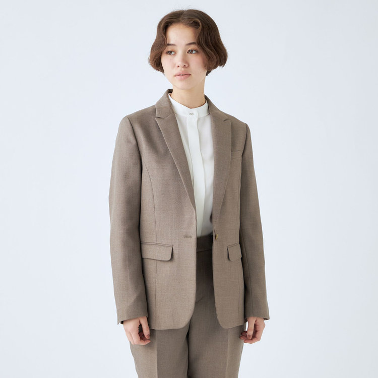 シルバーライン 【RELAX TAPERED_2】【秋冬】1釦シングルテーパードパンツスーツ/グレイッシュモカ/ウォッシャブル/4S SUSTAINABILITY&ECOLOGY FABRIC/※パンツ裾上げ済仕様 茶淡色