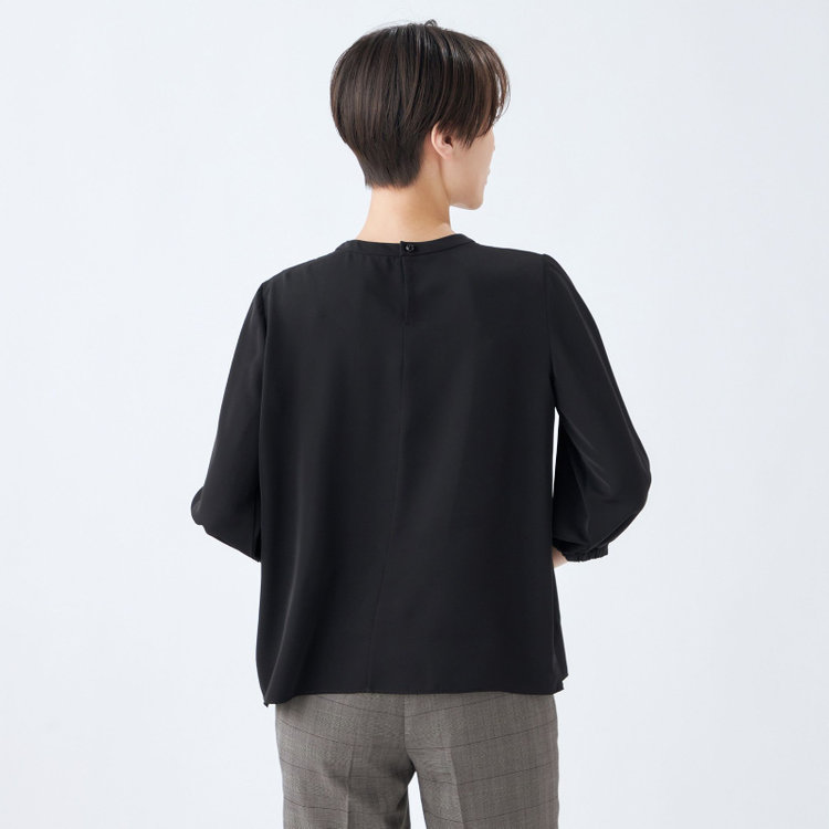 シルバーライン 【SILVER LINE/7分袖】2WAYタイ付きハイネックプルオーバー/ブラック 黒