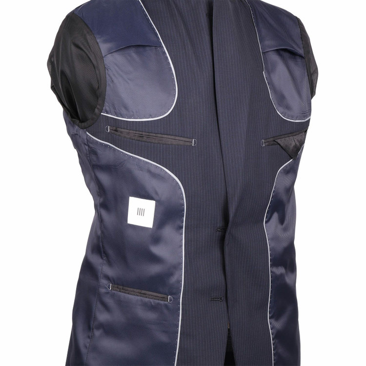 スーツセレクト 【CLASSICO TAPERED】【春夏】2釦シングルスーツ 1タック/ネイビー×ストライプ/ウォシャブル ネイビー系(紺)