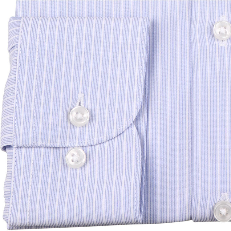 ブラックライン 【BL】ホリゾンタルワイドワイシャツ/ブルー×ホワイトストライプ/「4S」スーパーノンアイロン・ストレッチ 青濃色