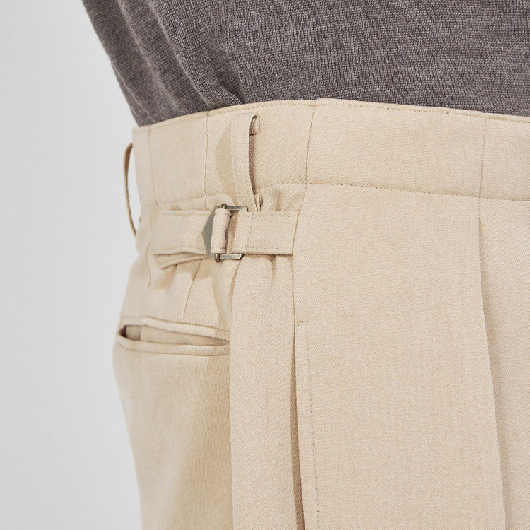 シルバーライン 【RBC】【秋冬】2タックワイドパンツ/ベージュ/サイド尾錠/4S SUSTAINABILITY&ECOLOGY FABRIC/※裾上げ必要 茶淡色