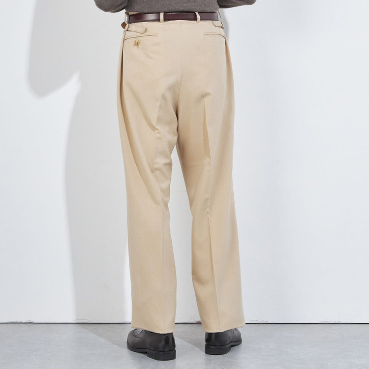 シルバーライン 【RBC】【秋冬】2タックワイドパンツ/ベージュ/サイド尾錠/4S SUSTAINABILITY&ECOLOGY FABRIC/※裾上げ必要 茶淡色