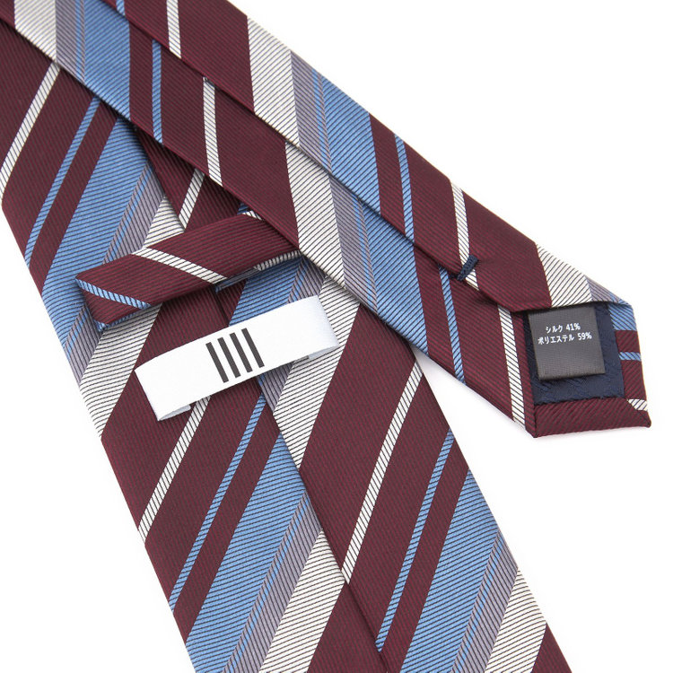 シルバーライン 【SILVER LINE】シルクブレンドストライプネクタイ 8.0cm幅/ワイン×ブルー その他