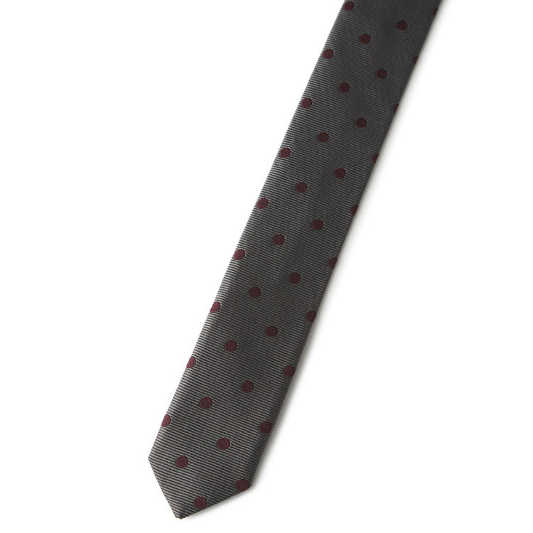 ブラックライン 【BLACK LINE】シルクコットンドットネクタイ 7.5cm幅/グレー/ITALIAN FABRICS その他