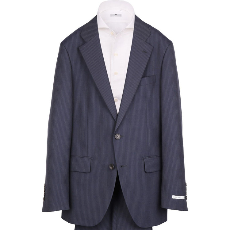 スーツセレクト 【CLASSICO TAPERED】【春夏】2釦シングルスーツ 1タック/ネイビー×ストライプ/ウォシャブル ネイビー系(紺)