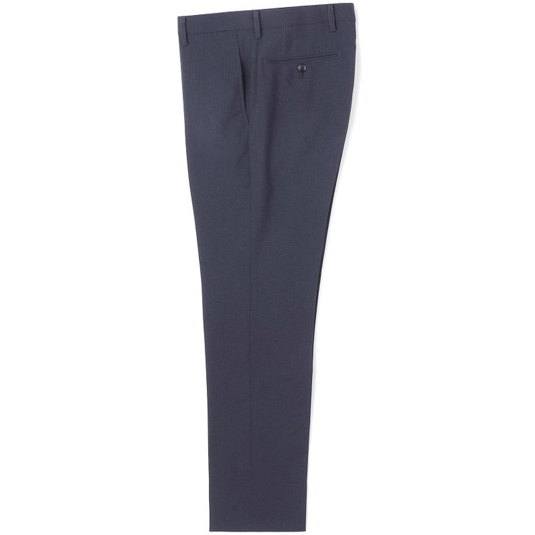 ブラックライン 【SLIM TAPERED】【年間】ウォッシャブル0タックテーパードパンツ/ネイビー×ハウンドトゥース/裾上げ済仕様 紺中間