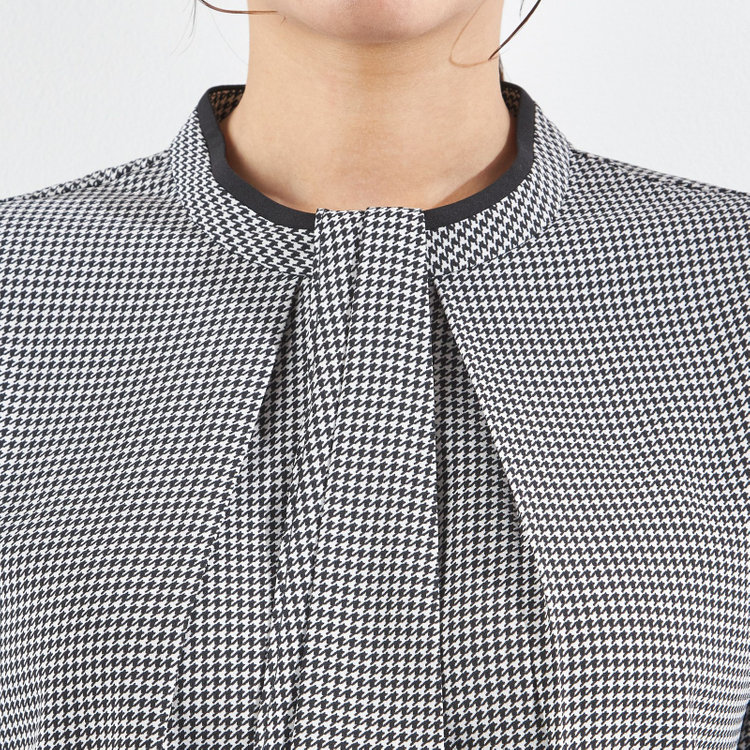 シルバーライン 【SL/長袖】ボウタイ取り外し2WAYプルオーバー/ブラック＆ホワイト×ハウンドトゥース/「ウォッシャブル」「ストレッチ」「防シワ」「UV加工」「静電気防止」 その他