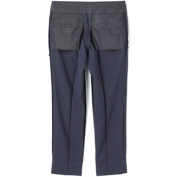 ブラックライン 【SLIM TAPERED】【年間】ウォッシャブル0タックテーパードパンツ/ネイビー×ハウンドトゥース/裾上げ済仕様 紺中間