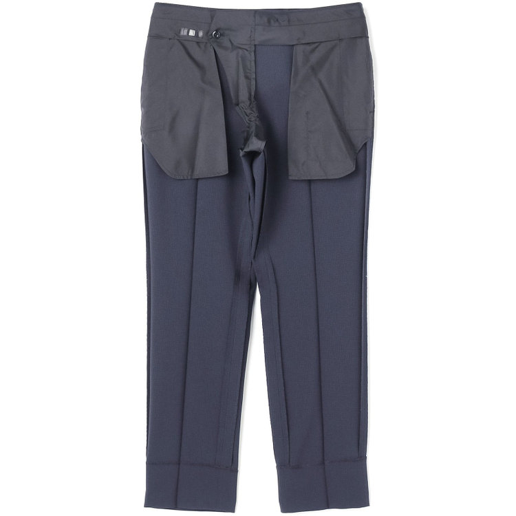 ブラックライン 【SLIM TAPERED】【年間】ウォッシャブル0タックテーパードパンツ/ネイビー×ハウンドトゥース/裾上げ済仕様 紺中間